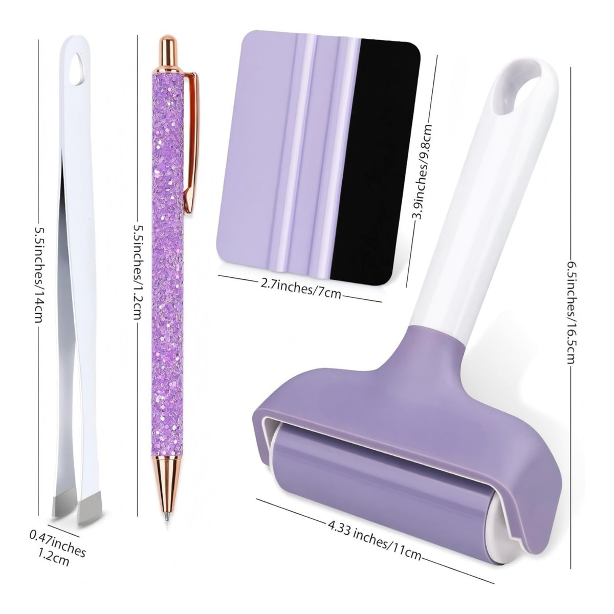 White Handle Embossing Roller Kit Glitter-Textured Needle Pen Silver-Toned Clip Felt Scraper Gold-Toned Tip for Printing Work