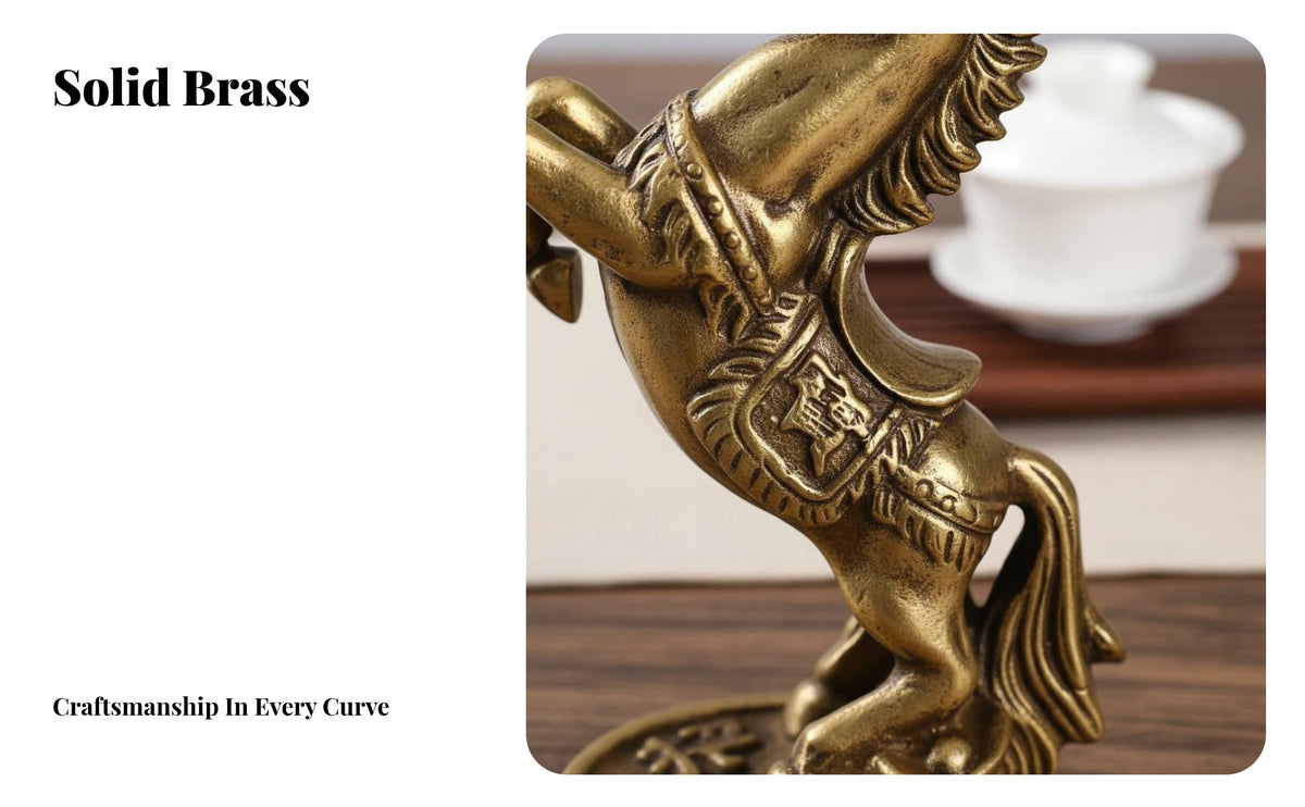 Brass Horse Statue Success Symbol Unadulterated Brass Tea Pet Metal Horse Sculpture Golden Finish Vintage Creature Decoration