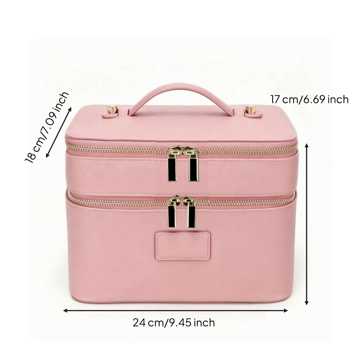 twoCompartment Double-Layer Cosmetic Case Structured Two-Tier Makeup Bag Portable Double Layer Compact for Suitcase