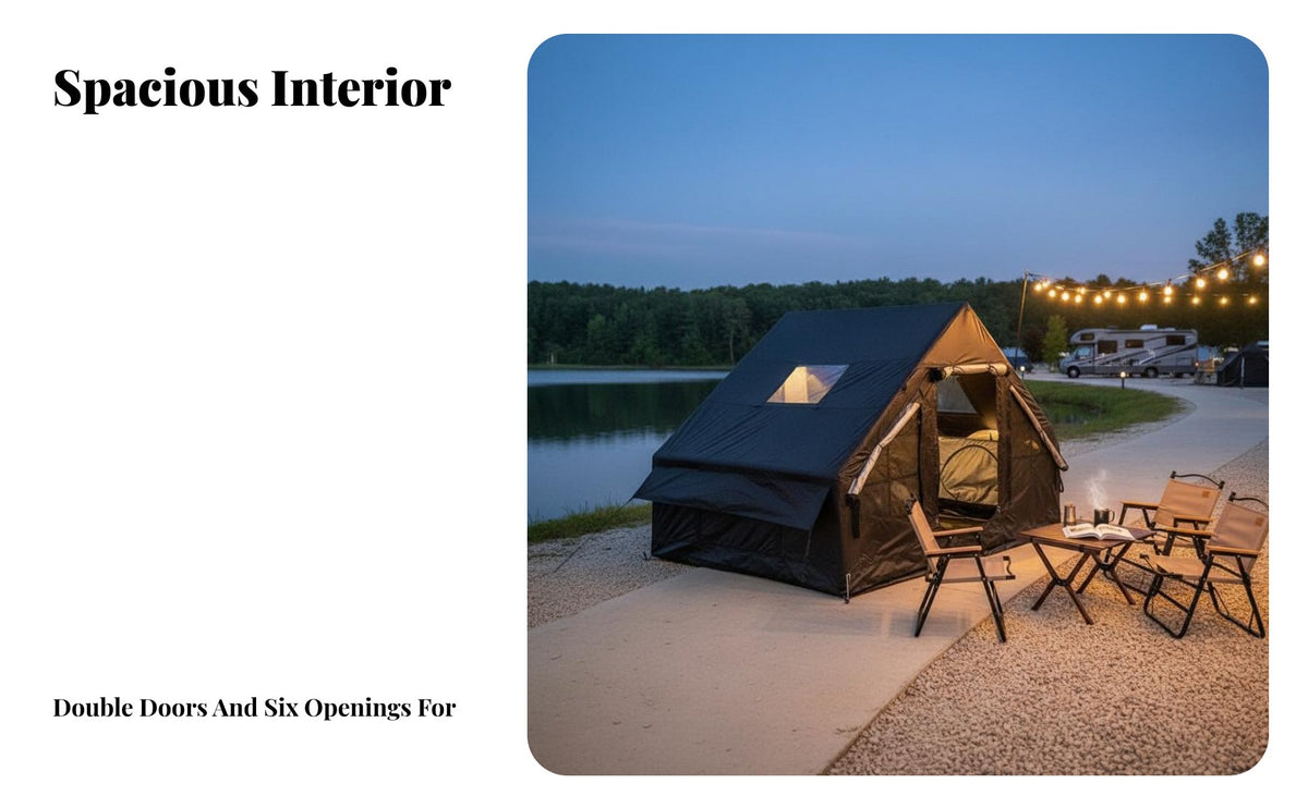 Waterproof Inflatable Cabin Tent Easy Setup Multi-Person Cabin Tent Weatherproof Protection Camping Equipment Wind Resistant for Families, Campers, Beginners, Family Outings, Glamping, Backyard Adventures