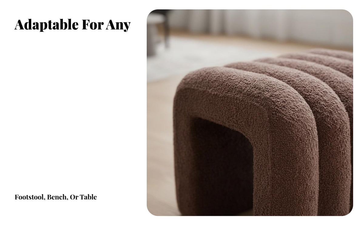 Multi-Functional U-Shaped Upholstered Stool Multifunctional Footrest Soft Cushion Ottoman Space-Saving for Homeowners, Interior Designers, Office Workers, Living Room, Entryway, Bedroom