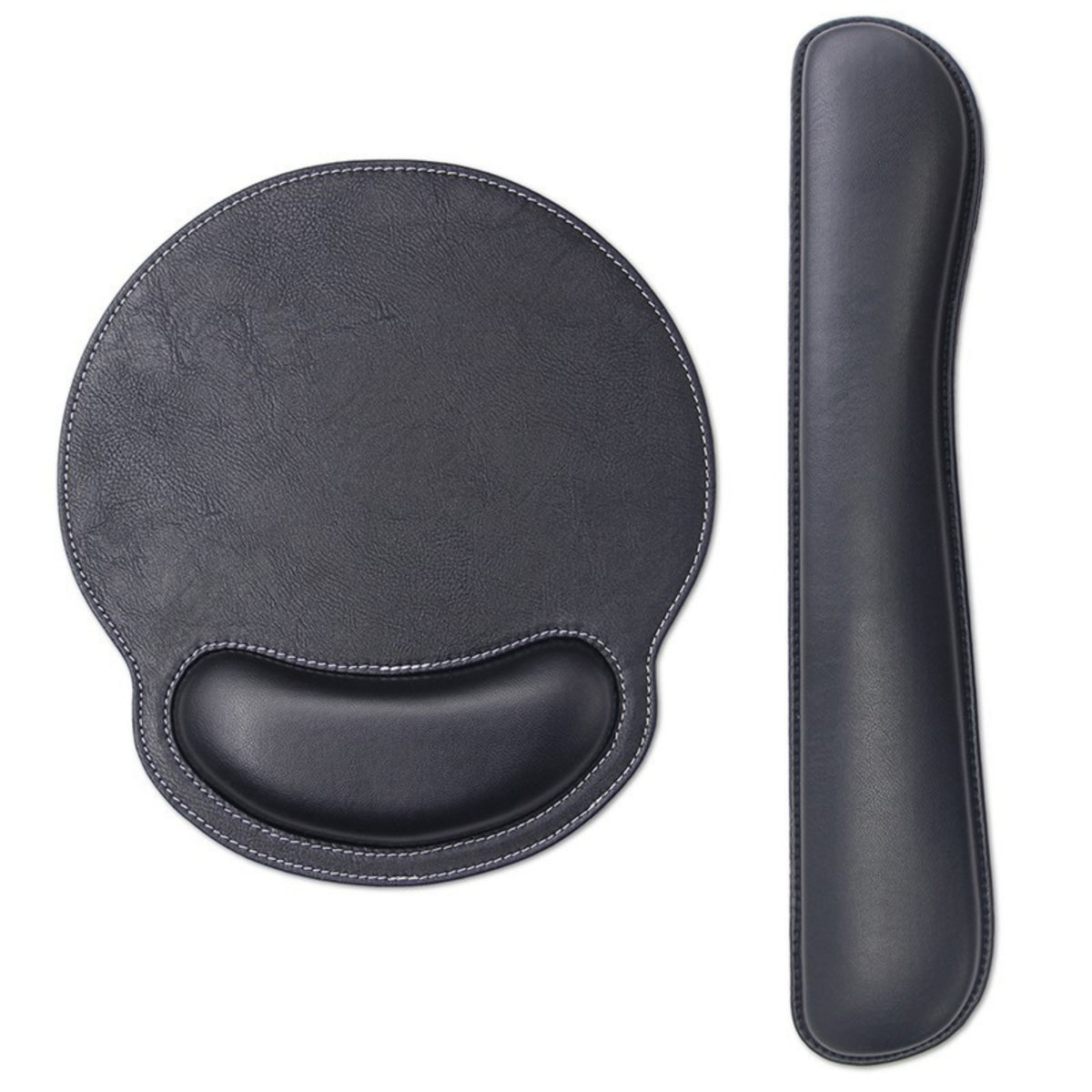 Stitched Edges Keyboard Mouse Pad Set Padded Mouse Wrist Rest Set Smooth Finish Keyboard Wrist Rest Cushioned for Desk Use
