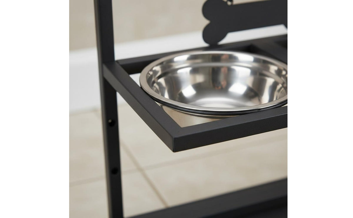 Adjustable Height Pet Feeder Stainless Steel Bowls Raised Pet Bowl Stand Non-Slip Raised Double Bowl Stand for Large Dogs