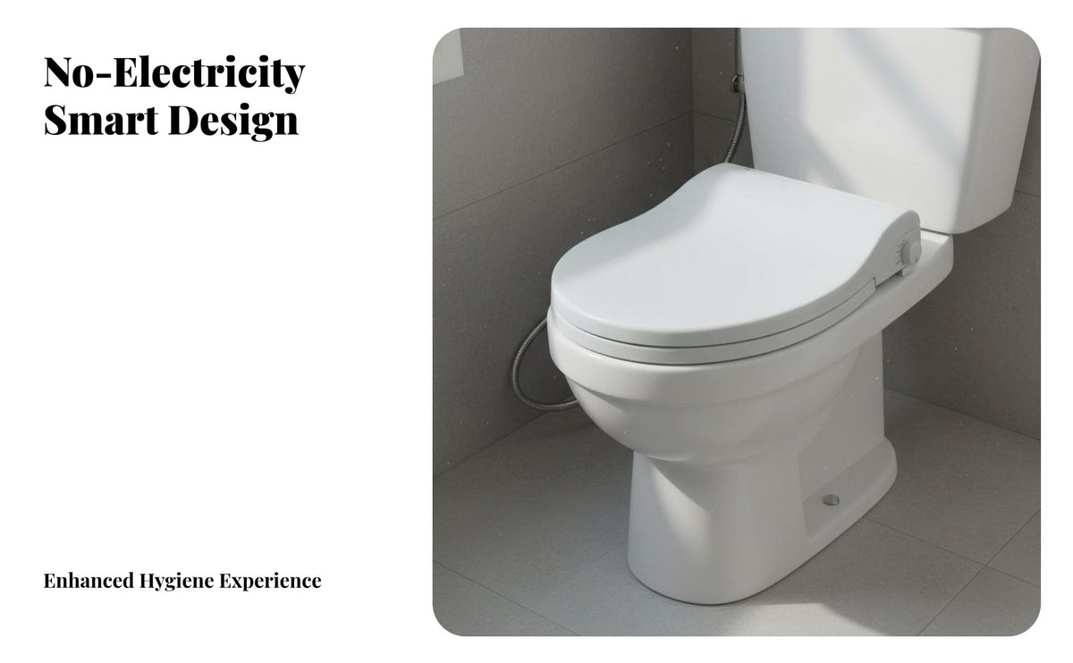 Frontal & Rear Wash Non-Electric Bidet Toilet Seat Comfortable Washing Non-Electric Bidet Double Nozzles Personal Hygiene Device Easy to Install for Adults, Elderly, Seniors, Restroom, Home