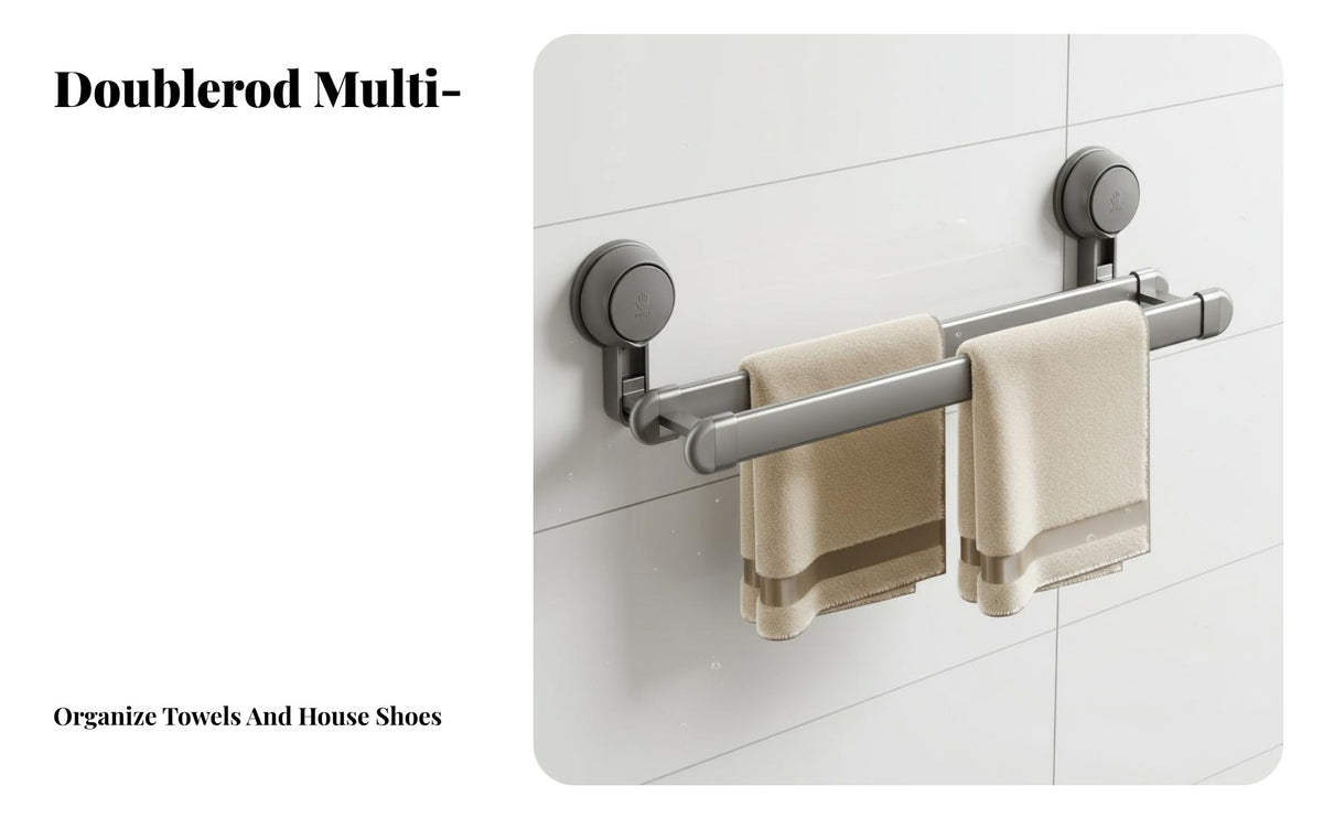 Drillno-Drill Installation Suction Cup Towel Bar No Drilling Required Towel Rack Rust-Proof Bathroom Hardware Rustproof for Homeowners, DIY Beginners, Families, Restroom, Shower Area, Toilet, Kitchen