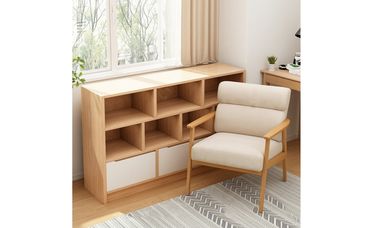 Bookshelf with Storage Cabinet Space-Saving Floor Bookcase with Dividers Compact Storage Cabinet with Compartments for Study, Living Room, Bedroom