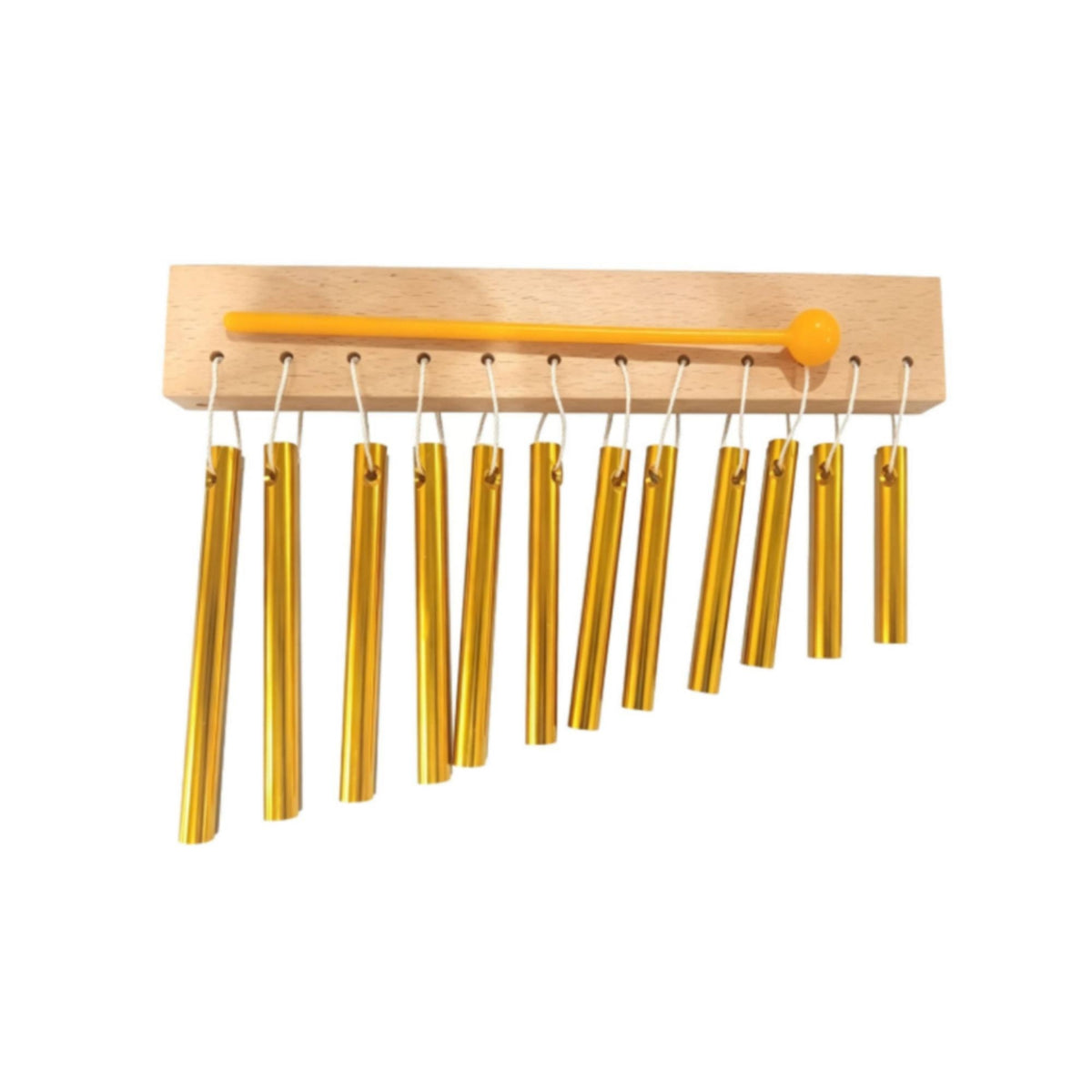 Included Mallet 12-Tone Wind Chime Suspended Tubes Percussion Wind Chime Gold-Colored Music Decor Polished