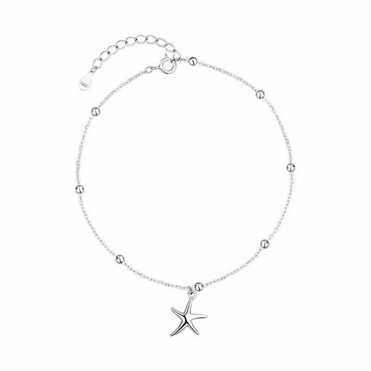 Adjustable Anklet with Sea Star Pendant Minimalist Silver Anklet Delicate Ankle Bracelet Lightweight for Vacation