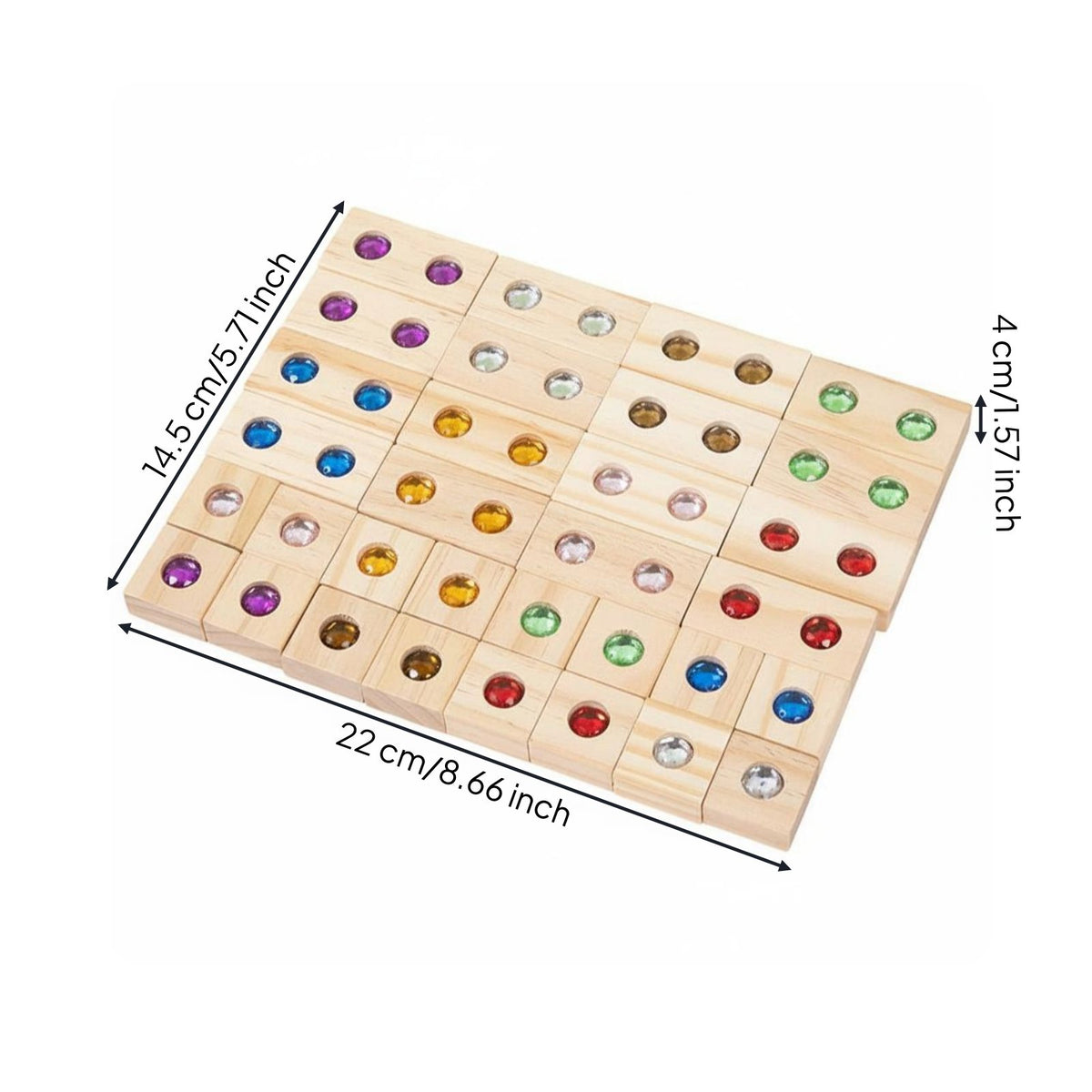 Wooden Gemstone Blocks Wood Acrylic Gem Blocks Smooth Edges Educational Toy for Kids, Preschoolers, Kindergarten