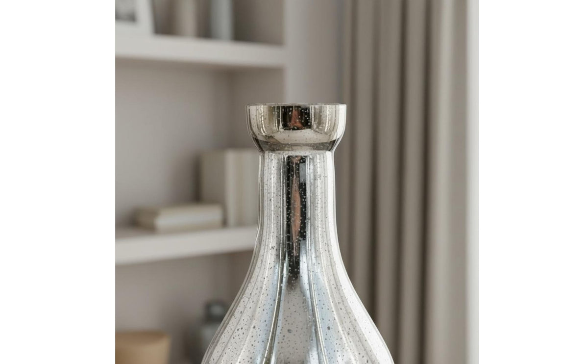 Silver Glass Vase Modern Style Electroplated Vase Mirror Finish Home Decor for Living Room, Dining Table, TV Cabinet