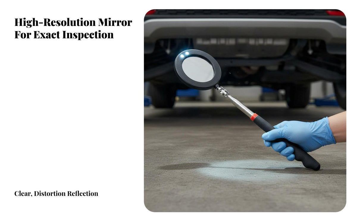 Chassis Inspection Mirror Portable Telescopic Inspection Mirror Non-Slip Grip Battery Included for Car Inspectors