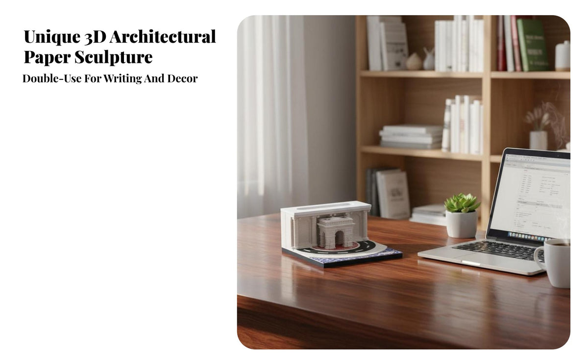 Unique Gift 3D White House Memo Block Carved Details Tear-Away Paper Sculpture Notepad Multi-Functional for Students, Home, Study Room