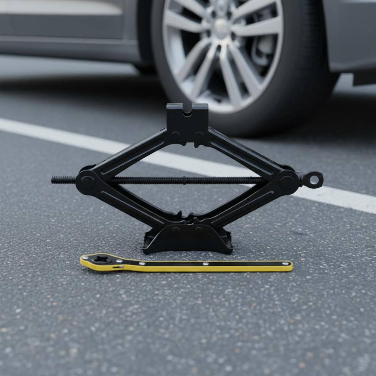 Labor-Saving Lifting Device Portable Car Lifting Device with Ratchet Wrench Easy to Use Emergency Tire Changing Kit Long-Lasting for DIYers, Home Garage