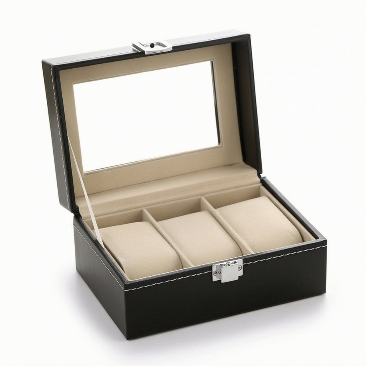 Watch Display Box Black Watch Case with Window Dustproof for Home Storage