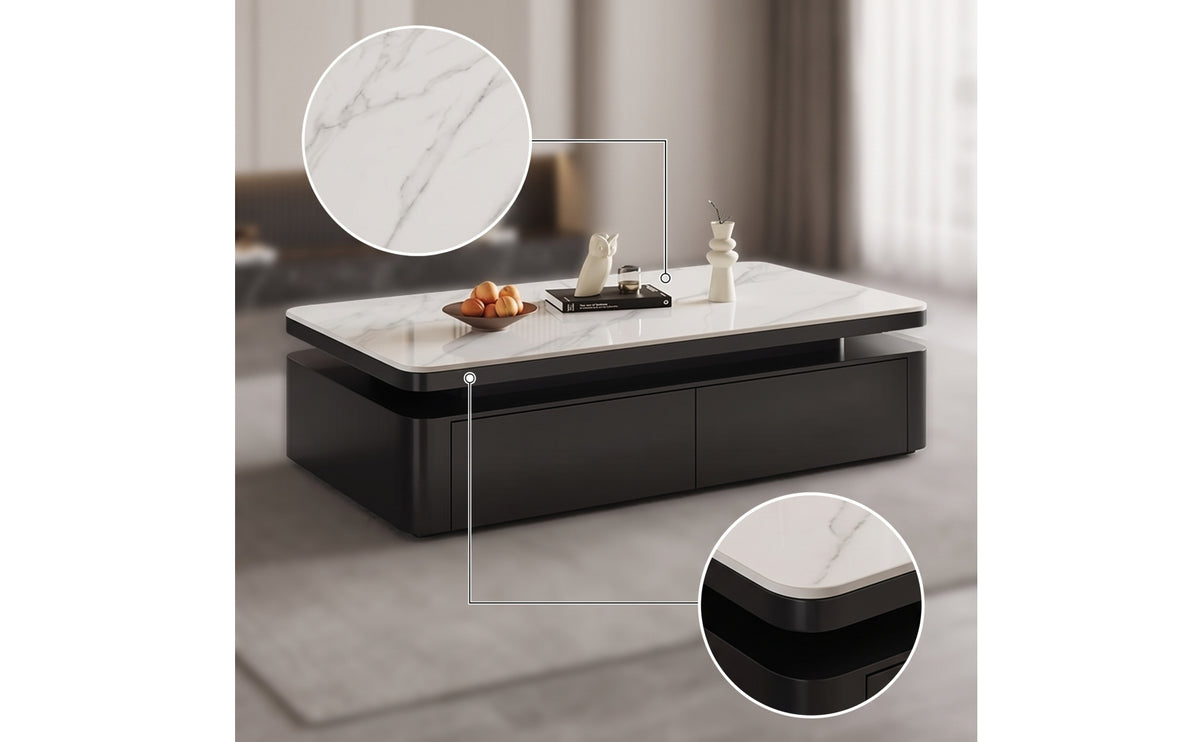 Coffee Table with 4 Drawers Minimalist Coffee Table with Storage Modern Furniture for Living Room, Apartment