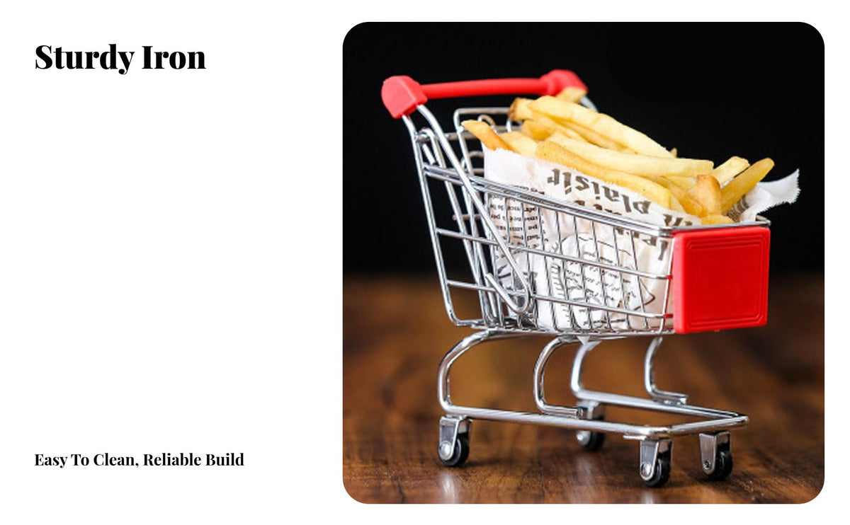 Mini Shopping Cart Food Holder Creative Design French Fry Serving Trolley Decorative French Fry Serving Basket for Hotels, Parties, Home Entertaining