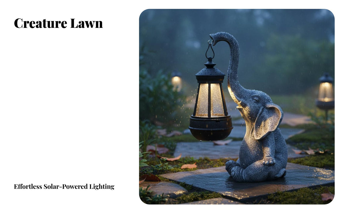 Waterproof Solar Elephant Garden Statue Auto On/deactivate Elephant Solar Light Lasting 8 Hours for Yard, Lawn, Patio