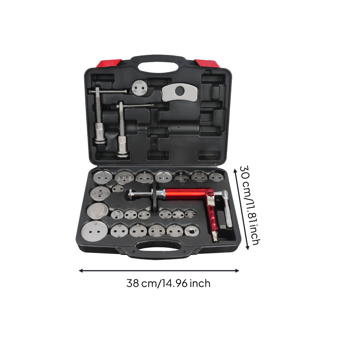 27 Pieces Disc Brake Pad and Caliper Service Tool Kit Heavy Professional Brake Caliper Tool Set with Storage Case Portable for Home Mechanics