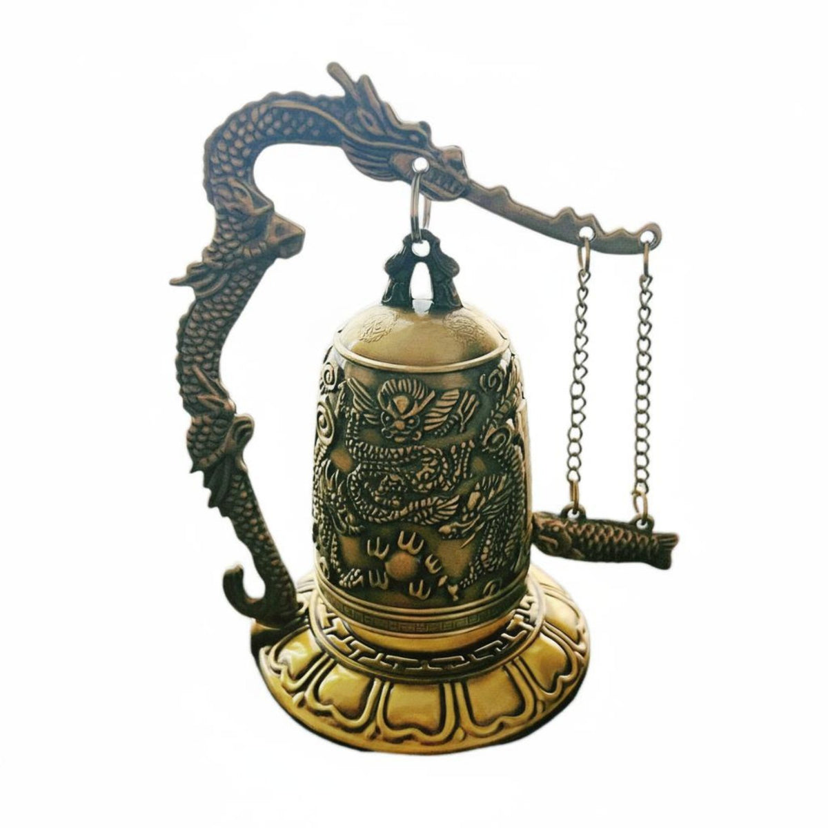 Antique Style Bronze Bell Housewarming Gift Chinese Dragon Bell Ornament Meditative Home Decoration for Entryway