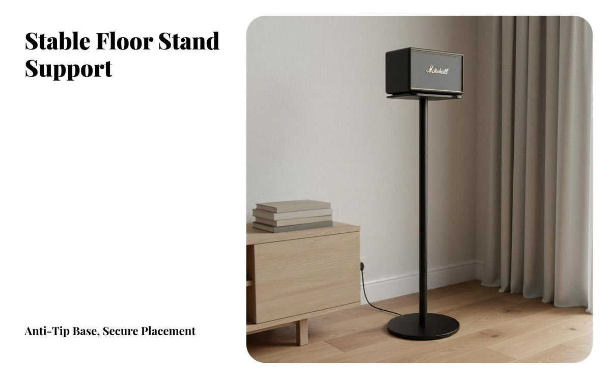 Internal Cable Management Aluminum Speaker Stand Stable Support Speaker Floor Stand Minimalist Design Audio Accessory CNC Machined for Audiophiles, Home Theater, Studio, Living Room