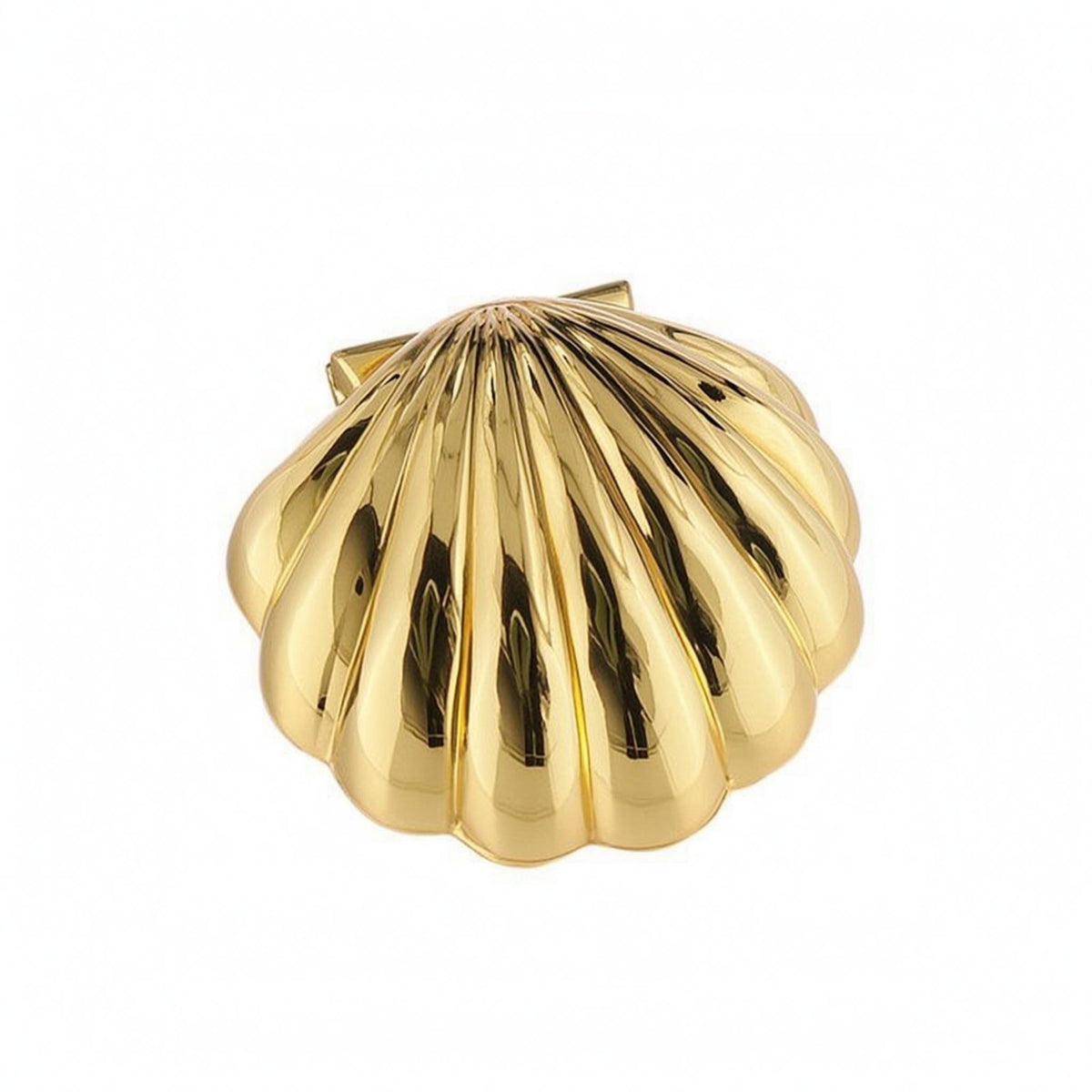 Gold Seashell Jewelry Box Shiny Finish Clamshell Jewelry Box Hinged Home Decor Scalloped