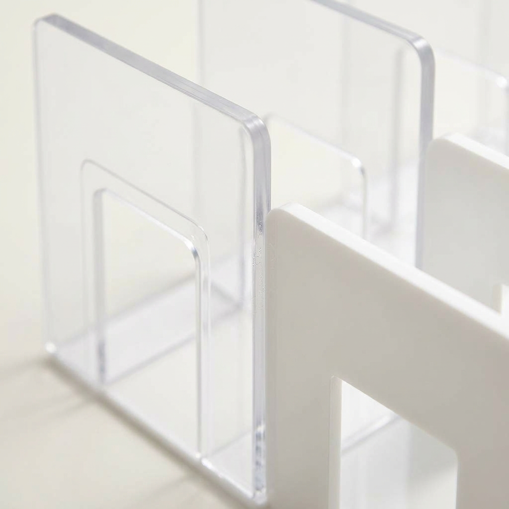 Desk Bookends for Shelves, Heavy Duty Book Stands for Desktop, Book Dividers for Home Desk, White Four Compartment Book Holders