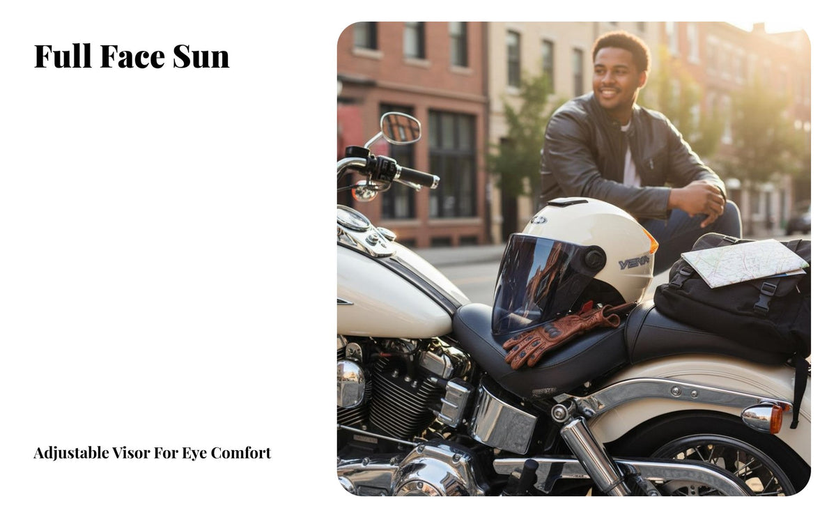 Motorcycle Half Helmet 3C Certified Half Shell Multi-Season Shielded Headwear for Summer Riding, City Commuting
