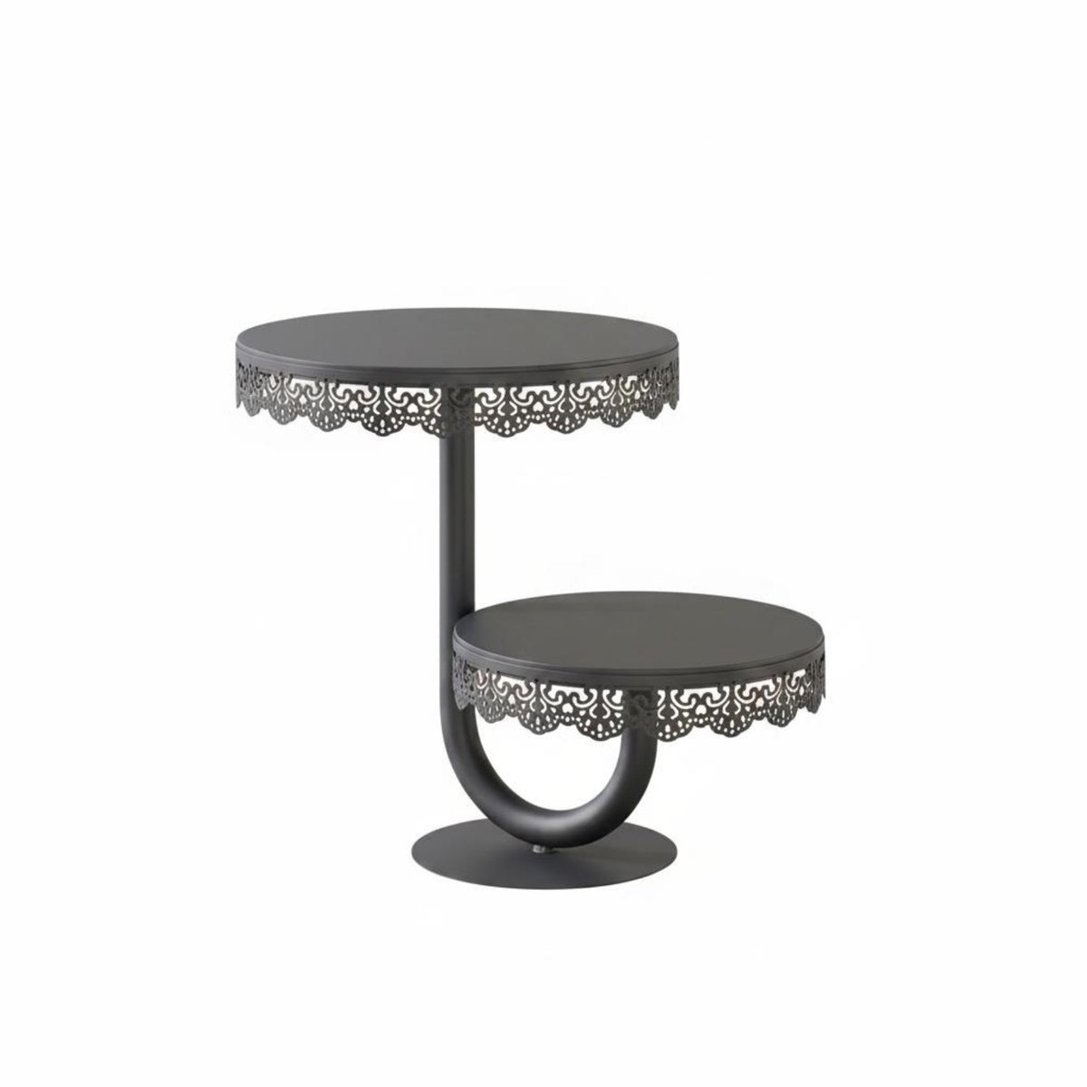 Lace Border 2 Tier Dessert Stand Multi-Functional Tiered Serving Stand Metal Food Display Rack for Wedding, Afternoon Tea, Party, Buffet