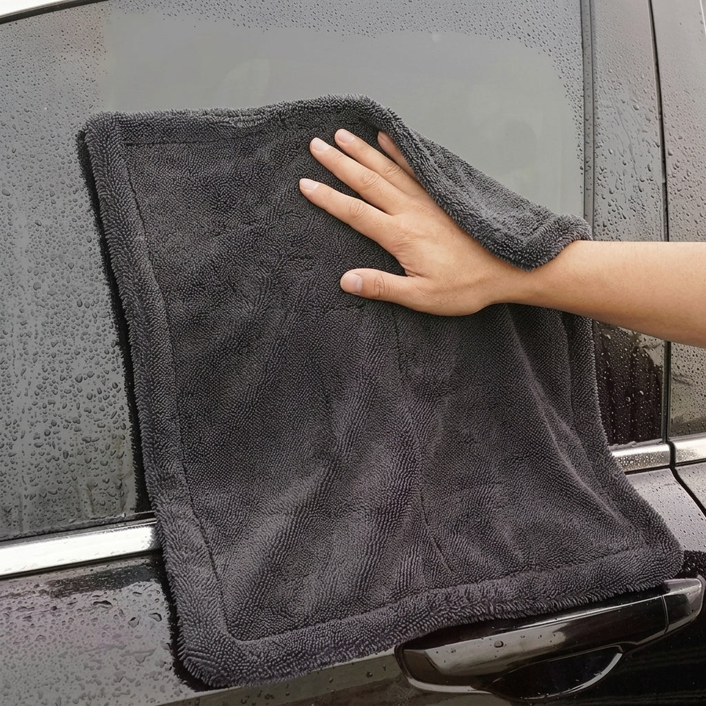Twisted Loop Drying Towel Car Drying Towel, Magic Wipe Cloth, Double-Sided Cotton Multi-Purpose Design with Bound Edges for Results without lint