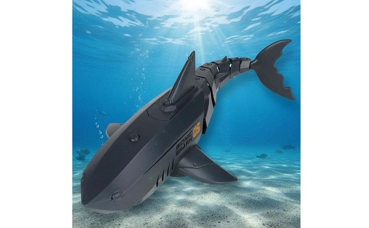 Rechargeable RC Shark Boat Waterproof Design Wireless Control Shark Twin Propulsion System 2 Speeds for Bathtub