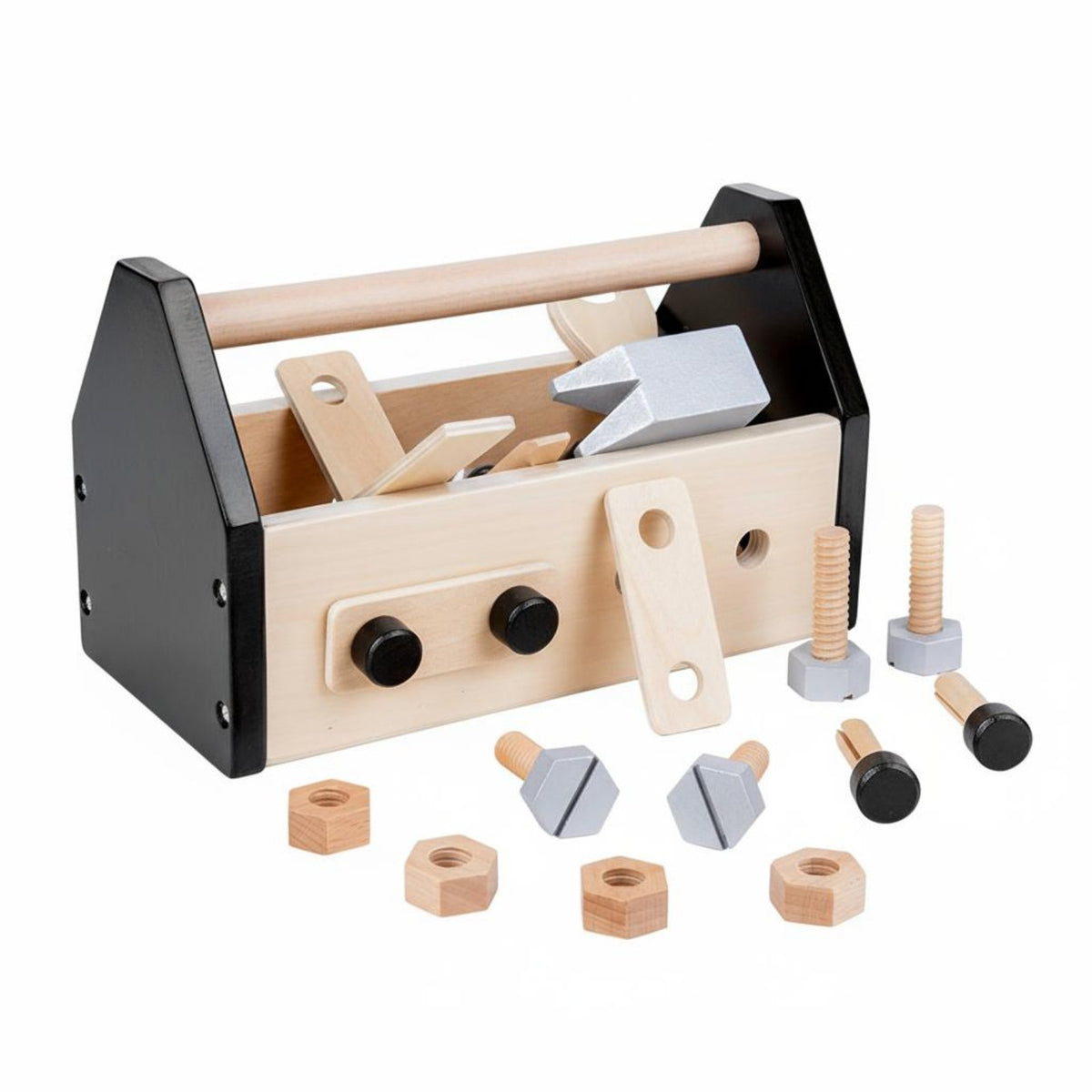 Wooden Toy Pretend Young Builders Carpenter Tool Set Fine Motor Skills Development Kids Wooden Tool Set for Preschoolers, Young Children