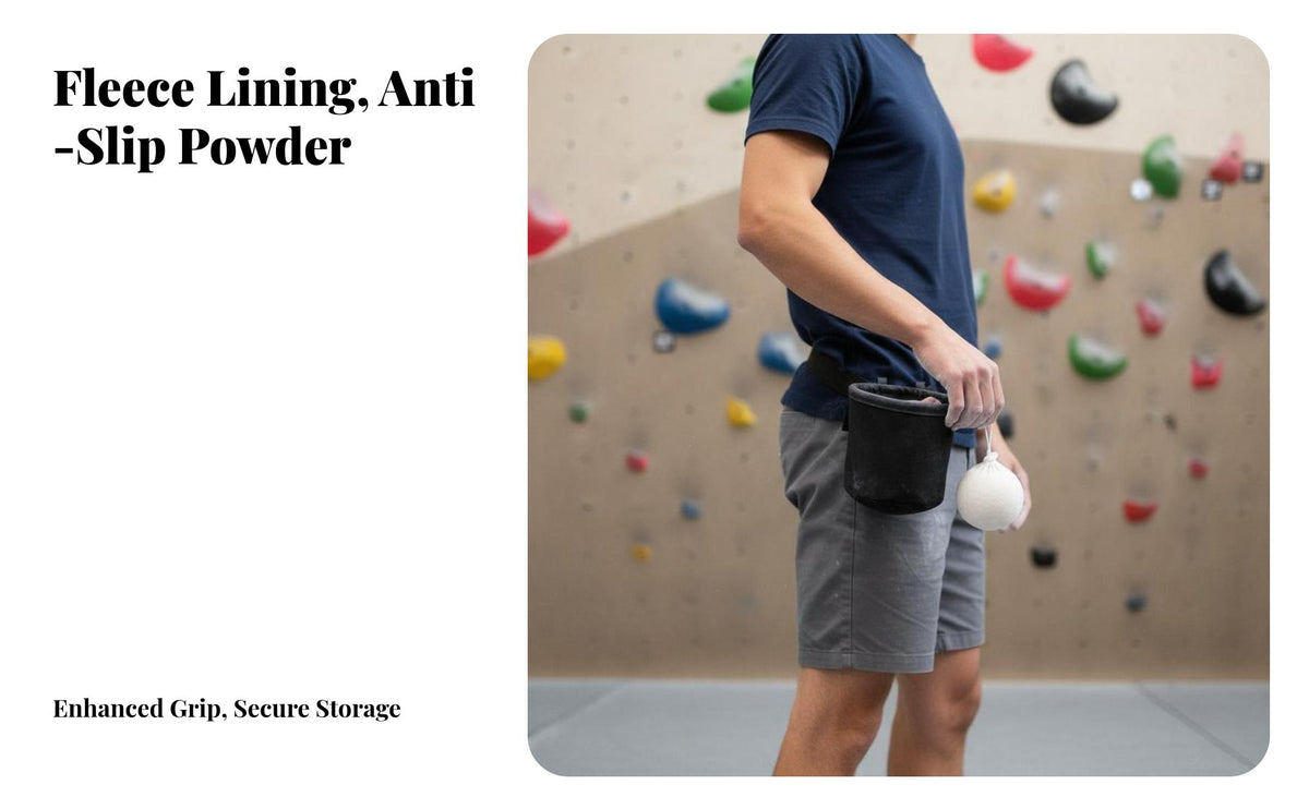 Adjustable Belt Climbing Chalk Bag Portable Rock Climbing Chalk Bag Fleece Lined Athletic Gear Lightweight for Climbers, Athletes, Weightlifters, Outdoor, Gym, Functional Fitness