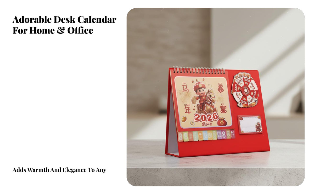 Horse Year Calendar, Cute Desktop Spiral Calendar, Creative Office Decor, Customizable
