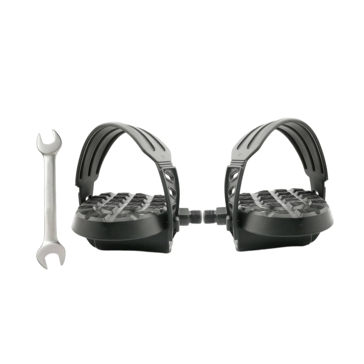 Textured Exercise Bike Pedals Threaded Pedals with Cage Universal Fit Compatible for Home Gym
