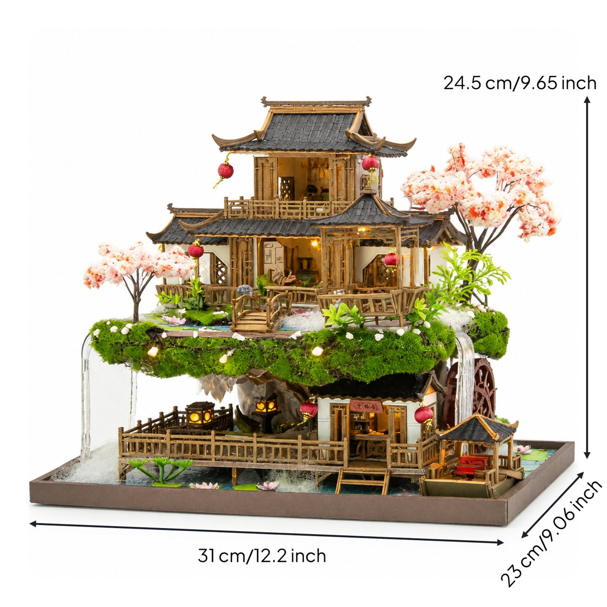 Illuminated DIY Miniature House Kit Creative Miniature House Kit Compact Tabletop Pavilion Model Warm for Collectors