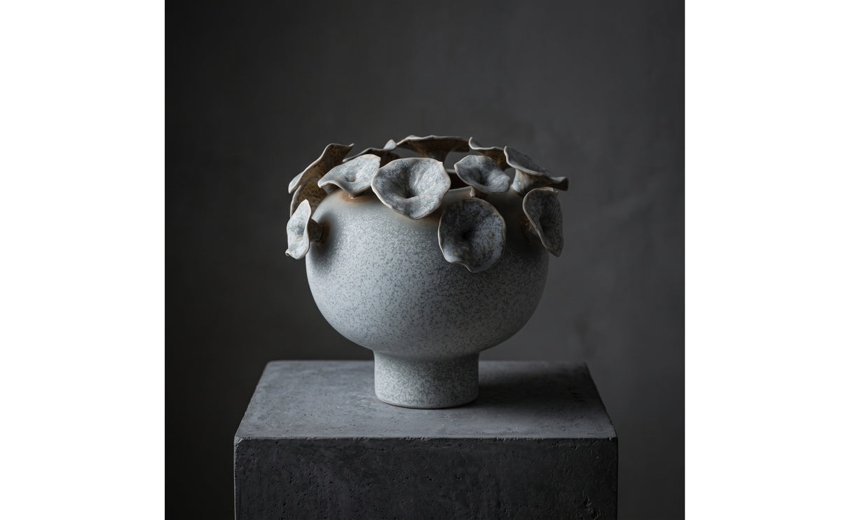Vase with Petals Organic Ceramic Vase Textured Vessel for Art Collectors