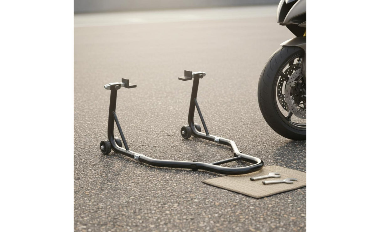 Motorcycle Paddock Stand Heavy-Duty Front Rear Wheel Stand High Load Capacity Motorcycle Wheel Lift for Workshop, Garage