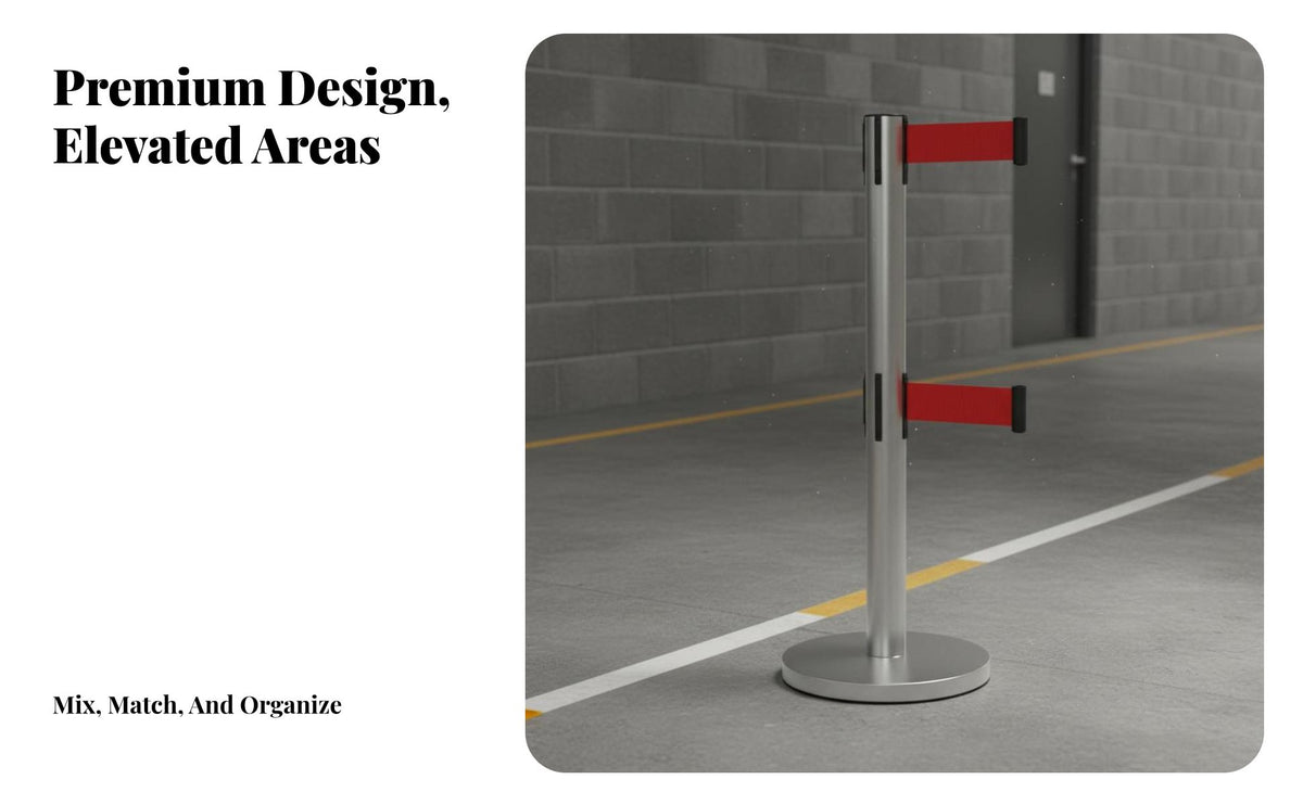 Heavy-Duty Base Retractable Belt Stanchion Long-Lasting Construction Stainless Steel Queue Post Portable Retractable Belt Barrier Non-Slip Bottom for Venue Managers, Security Personnel, Business Owners, Shopping Malls, Exhibition Halls, Retail Shop S