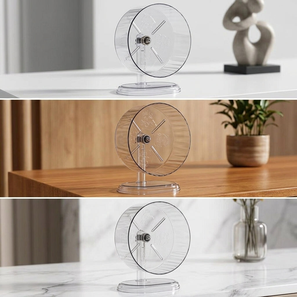 Silent Hamster Exercise Wheel Double-Axis Acrylic Running Wheel with Gentle Slope Anti-Slip Design for Small Hamsters