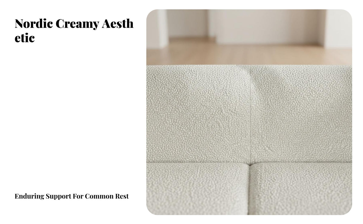 Nordic design Curved Boucle Sofa natural Imperfection Aesthetic stylish Couch Small Space suitable for Home Furniture luxuriously soft seat paddings for Apartment Dwellers, Residents, Families, Living Room, Lounge Area, Bedroom