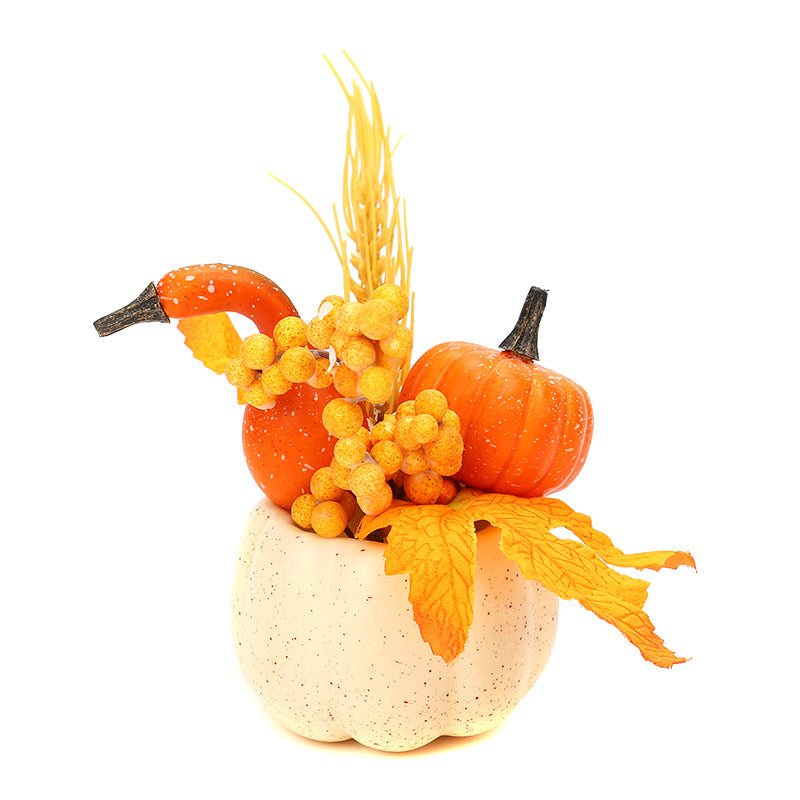 Simulated Harvest Pumpkin Potted Plant Decoration