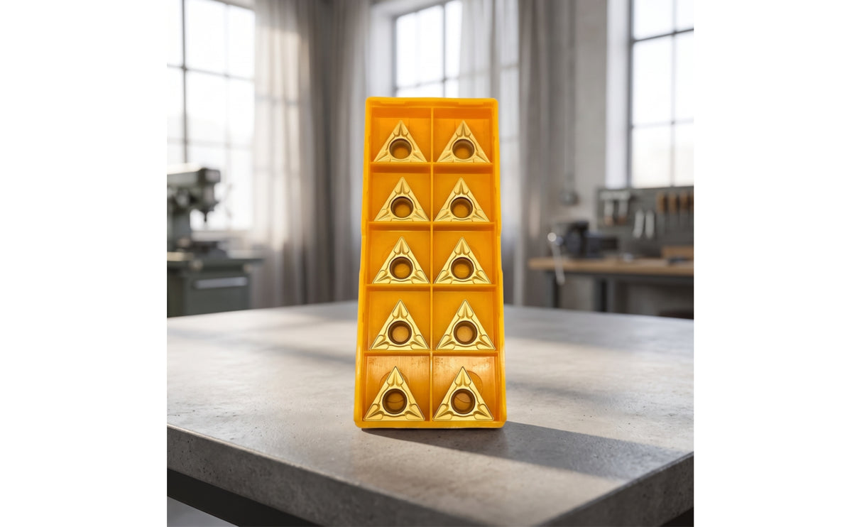 10 Pieces Triangle Carbide Insert Coated Carbide Turning Insert Gold-Colored for Machinists, Metalworkers, Lathe, Machining, Metalworking