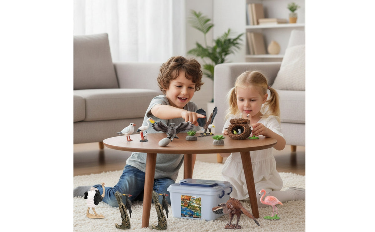 21 Pieces Hand-Painted Bird Figurines with Storage Box Realistic Plastic Bird Models Detailed Toy Birds Lifelike for Teachers, Collectors, Classrooms, Terrariums, Desk Display