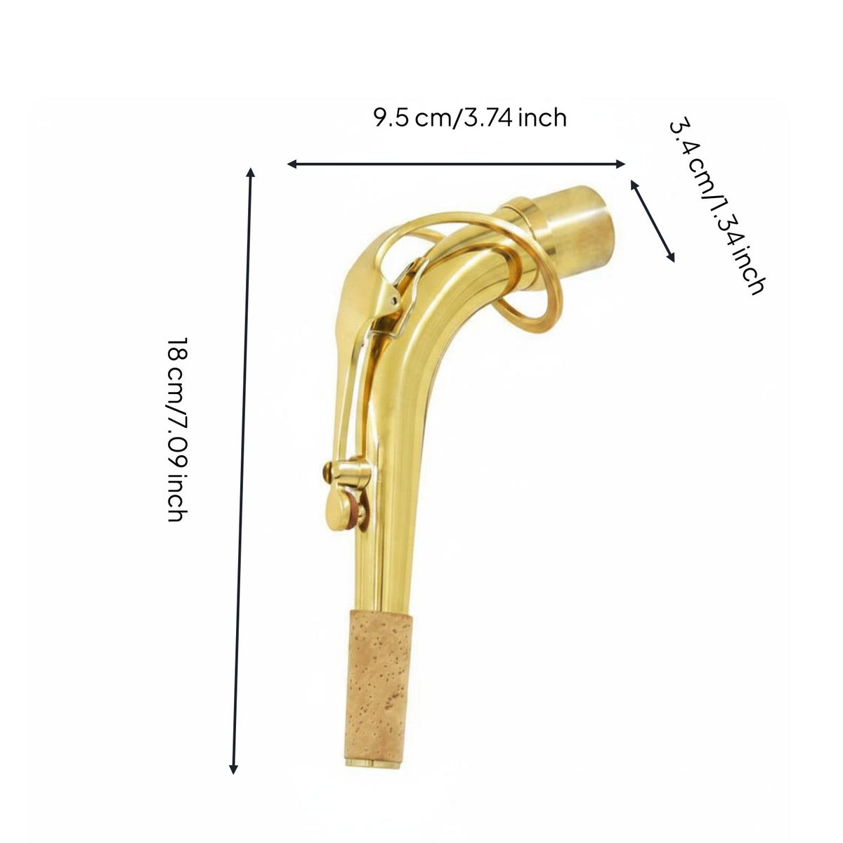 Includes Cork Grease Alto Sax Neck Gold Coating Finish Brass Sax Neck Sturdy Construction E Flat Alto Saxophone for Maintenance, Practice
