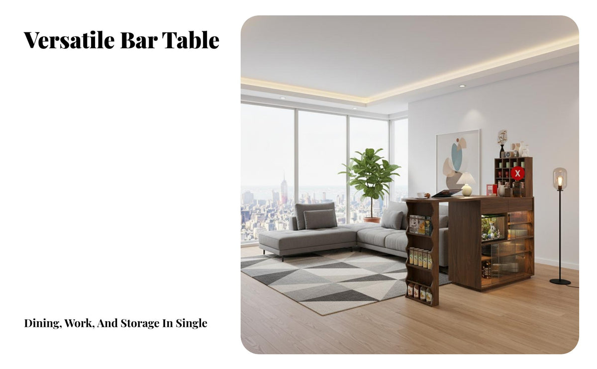 Sofa Partition Table Solid Wood Folding Kitchen Island Extendable Design Retractable Bar Cabinet for Adults, Remote Workers, Living Room, Small Areas