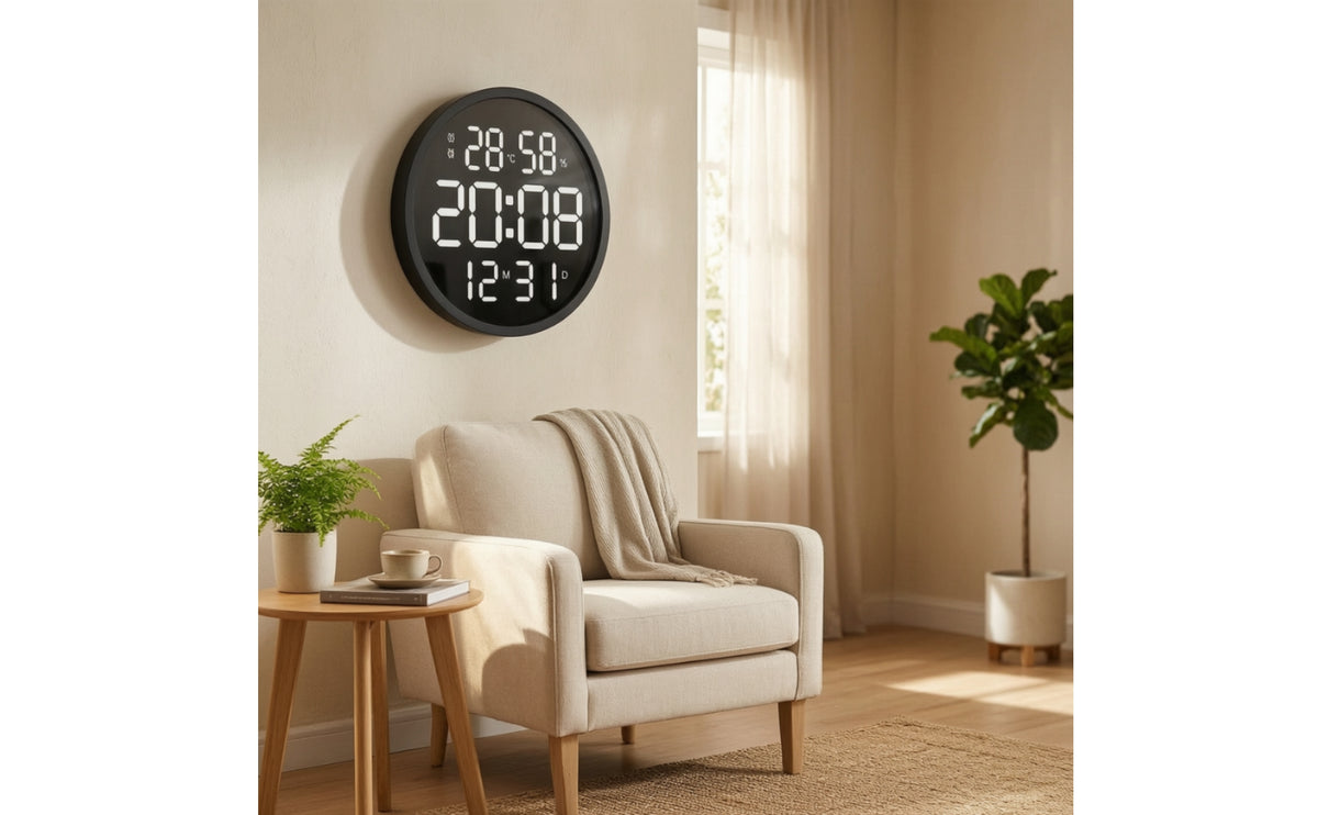 Digital Wall Clock with Temperature Minimalist Digital Wall Clock Date Display for Living Room, Bedroom