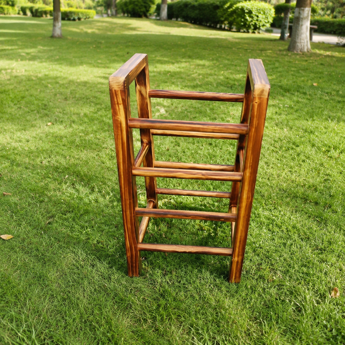 Carbonized Wooden Climbing Frame for Garden UK, Outdoor Kids Play Structure with Balance Beam, Physical Fitness Equipment for 7-14 Years