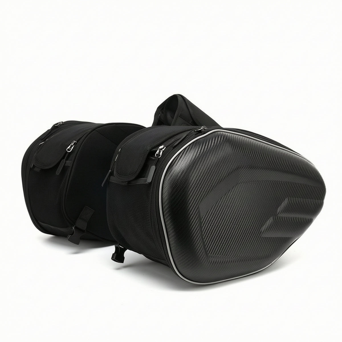 Expandable Motorcycle Saddlebags Keeps Shape Saddlebags with Carbon Fiber Pattern Structured Saddlebag Universal for Commuting