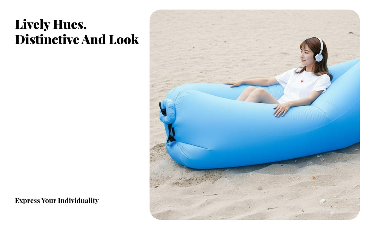 Quick Inflation Wind-Inflated Lazy Bag No Pump Needed Air Lounger Foldable Inflatable Couch Lightweight for Beachand Goers, Travelers, Beach, Camping, Travel, Poolside