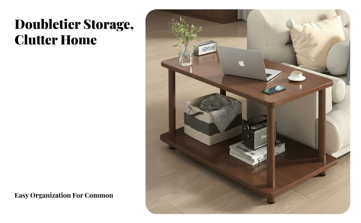 Versatile Use 2-Tier Accent Table Space-Saving Design 2-Tier Side Table Spacious Tabletop Household Furniture Sturdy and Long-Lasting for Homeowners, Apartment Dwellers, Students, Living Room, Bedroom, Small Areas, Entryway